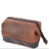 A1 FASHION GOODS Leather Toiletry Wash Bag in Distressed Brown Finish Cosmetic Shaving Kit Travel Pouch A663, Brown, M, Leather Wash Bag view 2