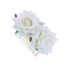 Baluue Rose Flower Hair Comb Accessory Elegant Floral Headpiece for Women Girls for Weddings Bridal Events and Special Occasions Beige view 1