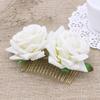 Baluue Rose Flower Hair Comb Accessory Elegant Floral Headpiece for Women Girls for Weddings Bridal Events and Special Occasions Beige view 2