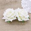 Baluue Rose Flower Hair Comb Accessory Elegant Floral Headpiece for Women Girls for Weddings Bridal Events and Special Occasions Beige view 4