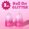 2pc Pink Sparkles Roll-On Glitter Set - Strawberry Scented Roll On Body & Face Glitter, Smooth Rollerball Tip Glitter Stick Face & Body Makeup for Shimmer & Shine view 2
