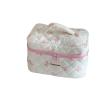 Women Cute Coquette Cosmetic Bag Quilted Bow Tie Cosmetics Pouch Fairycore Puffy Makeup Bag Preppy Zipper Pouch (L,Pink) view 1