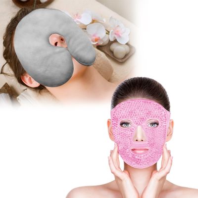 Bundle of CONBELLA Cold Face Eye Masks Ice Face Mask Hot Cold Compress and Heated Face Mask, Microwave Heating Pad for Face
