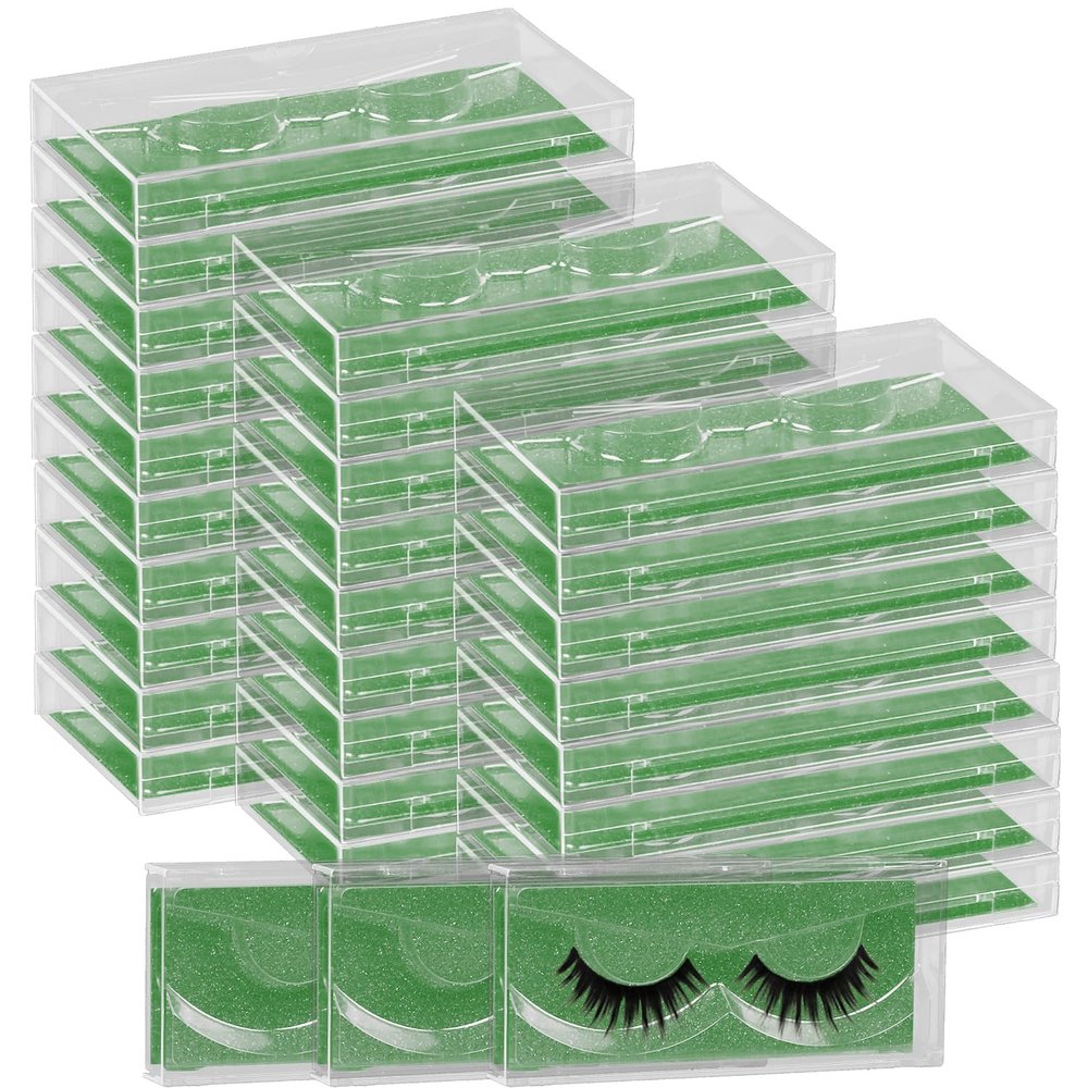 30 Pack Empty Lash Boxes, False Eyelash Packaging Customizable Lash Cases Bulk Eyelash Storage,Lash Box Packaging Eyelash Storage Containers,Premium Lash Display False Eyelash Protection (Green)