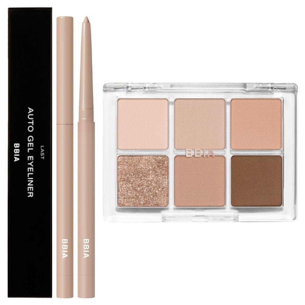BBIA Last Auto Gel Eyeliner (13 PEANUT BEIGE) + Ready To Wear Eye Palette (02 MOOD BLUSH) Bundle Set