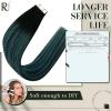 RUNATURE Bundles with Clip in Hair Extensions Real Human Hair Black 14 Inch 120g 7pcs and Tape in Hair Extensions Human Hair Balayage Black to Teal Ombre Hair Extensions 14 Inch 40g 20pcs view 3