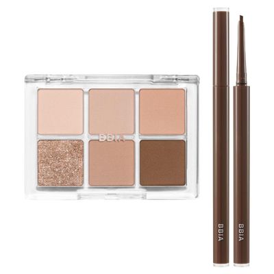 BBIA Ready To Wear Eye Palette (02 MOOD BLUSH) + Last Auto Gel Eyeliner SLIM (S4 CHOCOLAT BONBON) Bundle Set
