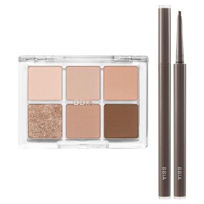 BBIA Ready To Wear Eye Palette (02 MOOD BLUSH) + Last Auto Gel Eyeliner SLIM (S3 MUTE BROWN) Bundle Set