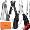 Toenail Clippers for Seniors Thick Toenails, Ingrown Toe Nail Clippers for Men Thick Nails with Wide Opening, Heavy Duty Large Sharp Nail Clippers Set with Long Handle Gifts for Men Women, Black view 1