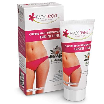 NATURAL Hair Removal Cream with Chamomile for Bikini Line & Underarms in Women and Girls | No Harsh Smell, No Skin Darkening, No Rashes | 2 Packs 50 g Each with Spatula and Coin Tissues