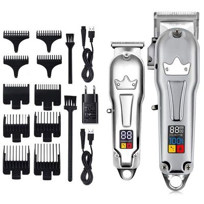 Barber Scissors Hair Clippers for Men, Full Metal Professional Hair Clipper Combo Kit Electric Hair Trimmer Men Beard Hair Cutting Machine Barber Haircut Rechargeable
