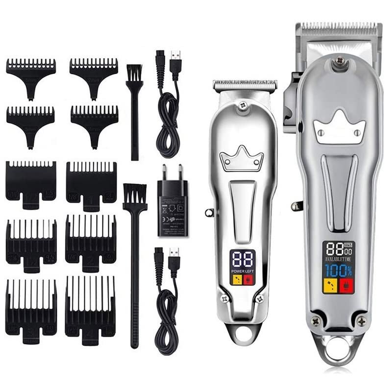 Barber Scissors Hair Clippers for Men, Full Metal Professional Hair Clipper Combo Kit Electric Hair Trimmer Men Beard Hair Cutting Machine Barber Haircut Rechargeable