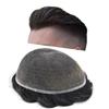 NinthAvenue Basics Swiss Lace Mens Toupee Hair Replacement System Full Lace European Hair Toupee For Men Natural Men Hair System (1B10# Off Black with 10% Synthetic Grey, 7x10''-120% Med-light to Medium density view 1