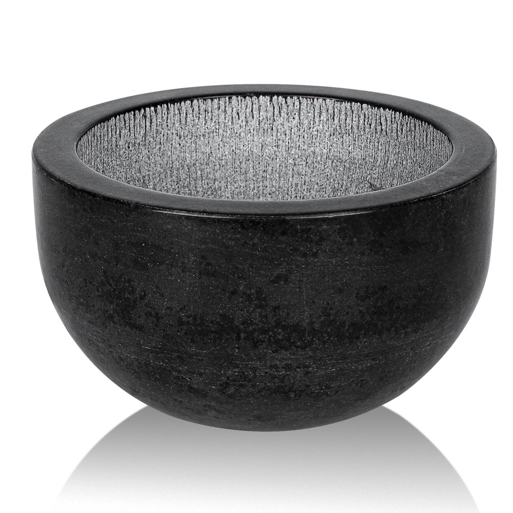 Linkidea Natural Marble Shaving Soap Bowl, Internal Groove Heat Preservation Shaving Bowl, Soap Shaving Bowl Gift for Men, Husband, Boyfriend, Dad (Black), RAC28-02
