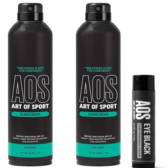 Art of Sport Sunscreen Spray (2 pack) and Art of Sport Eye Black, Anti-Glare Sun and Stadium Light Protection, (1 Pack)