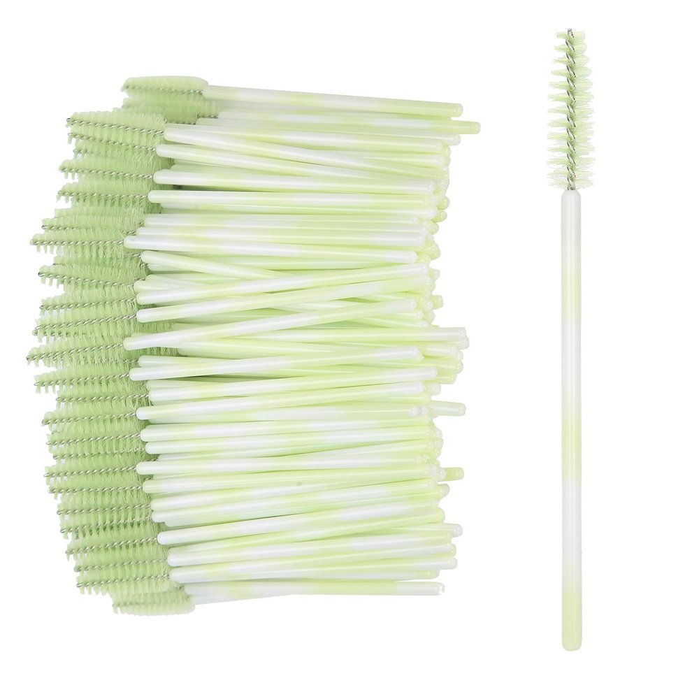 200 Pack Mascara Wands, Mini Disposable Eyelash Brushes, Extensions Eye Lash Wand Brow Brush for Makeup Tool Bulk (Green)
