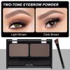 Eyebrow Powder Medium Brown Kit,Eye Brow Powder for Women with Double-ended Eyebrow Brush,Long-Lasting Waterproof Two Colors Brow Filler Get Full Defined Natural Brows,Brown Eyebrow Powder Makeup view 2