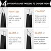 ITALLY Tweezers Set - Professional Eyebrow Tweezers - Stainless Steel Best Precision Tweezers for Women Facial Hair, Splinter, Blackhead & Ingrown Hair Removal, 4Pcs (Black) view 3
