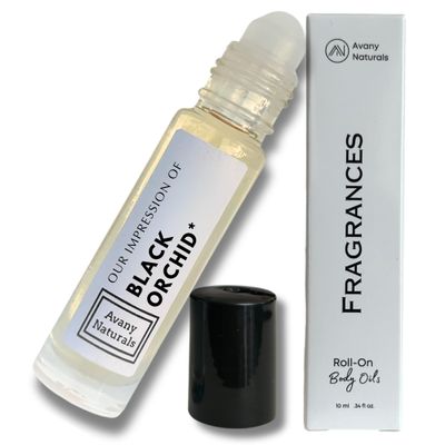 Avany Naturals Women Fragrance Oil for Skin - Travel Size Toiletries, Pheromone Enhanced Scents, Replicant Perfume, Scented Body Oil for Woman, Perfum Pen 1/3 oz (BlackOrchid-Inspired)