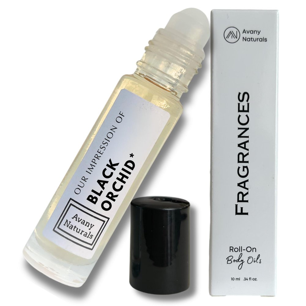 Avany Naturals Women Fragrance Oil for Skin - Travel Size Toiletries, Pheromone Enhanced Scents, Replicant Perfume, Scented Body Oil for Woman, Perfum Pen 1/3 oz (BlackOrchid-Inspired)