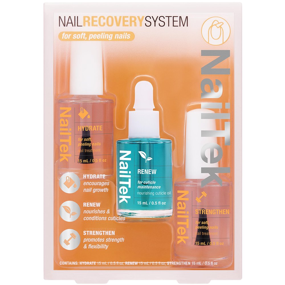Nail Tek Recovery Kit  Nail Repair for Damaged Nails, Hydrate, Renew, & Strengthen Nails Treatment, Made in USA, 0.5 fl oz each