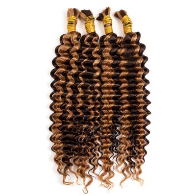 Human Braiding Hair 1 Bundle 100g Deep Water Wave Bulk Human Hair for Braiding No Weft 10A Brazilian Virgin Curly Human Hair Extensions for Boho Braids Wet and Wavy (4/27#, 18Inch)