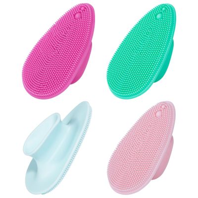 4 Pcs Silicone Face Scrubber, Beomeen Facial Cleansing Brush Soft Silicone Facial Exfoliation and Massage Brush Blackhead Scrubber for Men and Women (Green+ Blue+ Rose+ Pink)