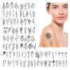 20 Sheets Black Flower Temporary Tattoos for Women, Waterproof Arm Floral Branch Sketch Temporary Tattoos, Adult Last Long Tattoo Stickers view 1
