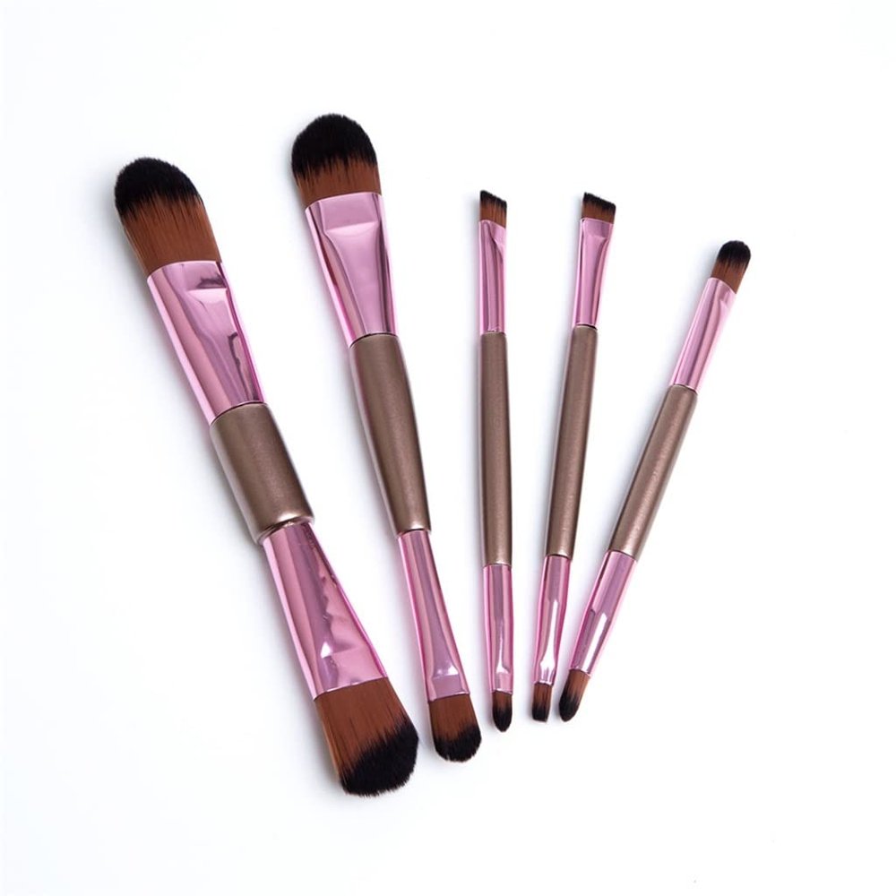 5pcs Double Ended Makeup Brushes Rose Golden Cosmetics Brushes Eyebrow Powder Lips Shadows Make Up Tools Kit