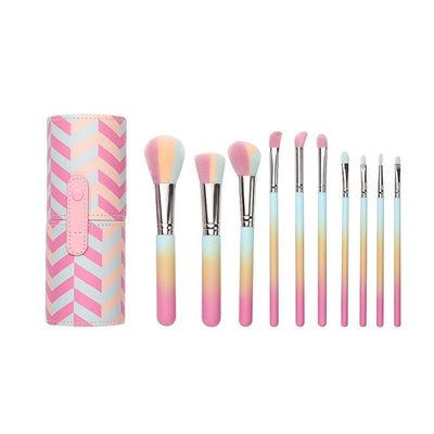 IBDRYKK Gradient 10pcs Makeup Brushes Bucket Set Eyeshadow Brushes Wooden Handle Beauty Tools Makeup Brushes, 18cm
