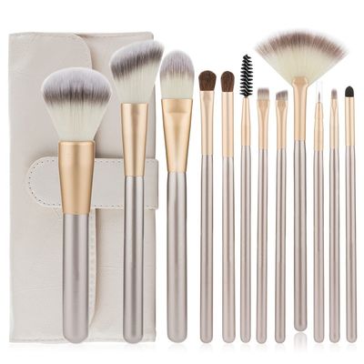 12pcs Makeup Brushes Set Large Loose Powder High Gloss Eyeshadow Foundation(Color:Beige)