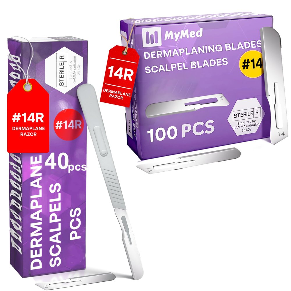Pack of 40 Disposable Scalpels #14 + 100pcs 14r Blades Dermaplaning kit 14 Blades Scalpel Set