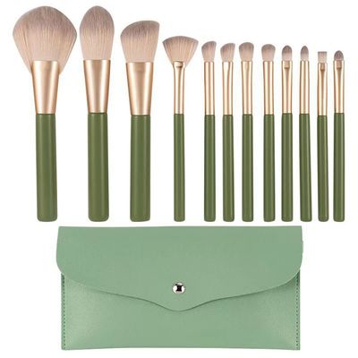 12pcs Makeup Brush Set Super Soft Hair Makeup Brush Concealer Brush Eye Shadow Brush Professional Makeup Tool(Color:Vert)