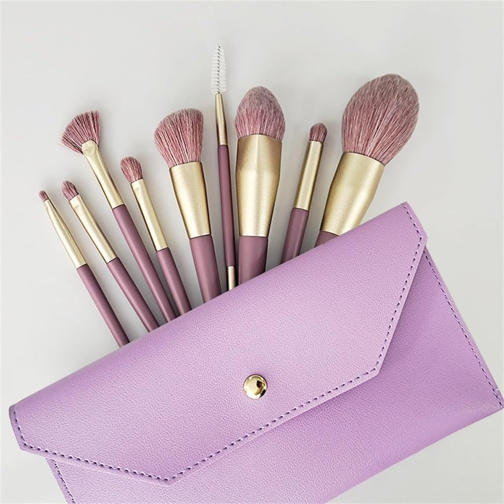 9pcs Makeup Brushes Set Wooden Handle Soft Fiber Hair Makeup Brushes for Touch Up and Loose Powder
