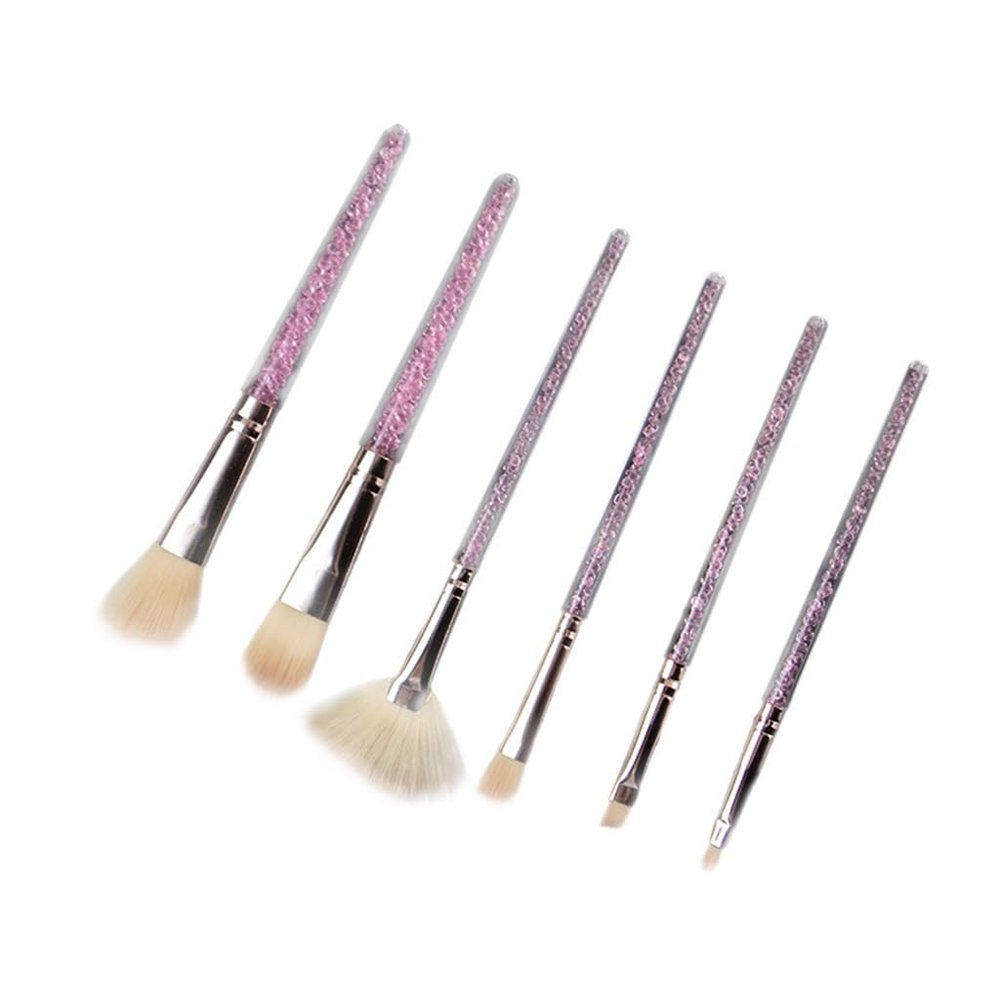 6 Makeup Brushes Complete Eye Shadow Brush Set Portable Crystal Grain Grip Beauty Tools
