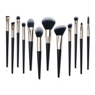 12pcs Makeup Brush Full Set Makeup Tool Set Black Gold Portable Soft Hair Makeup Brush