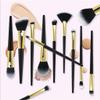 12pcs Makeup Brush Full Set Makeup Tool Set Black Gold Portable Soft Hair Makeup Brush view 3