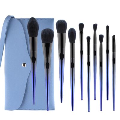 10 Pcs Makeup Brushes Synthetic Hair Foundation Blending Brush Tool Powder Eyeshadow Cosmetic Set Case