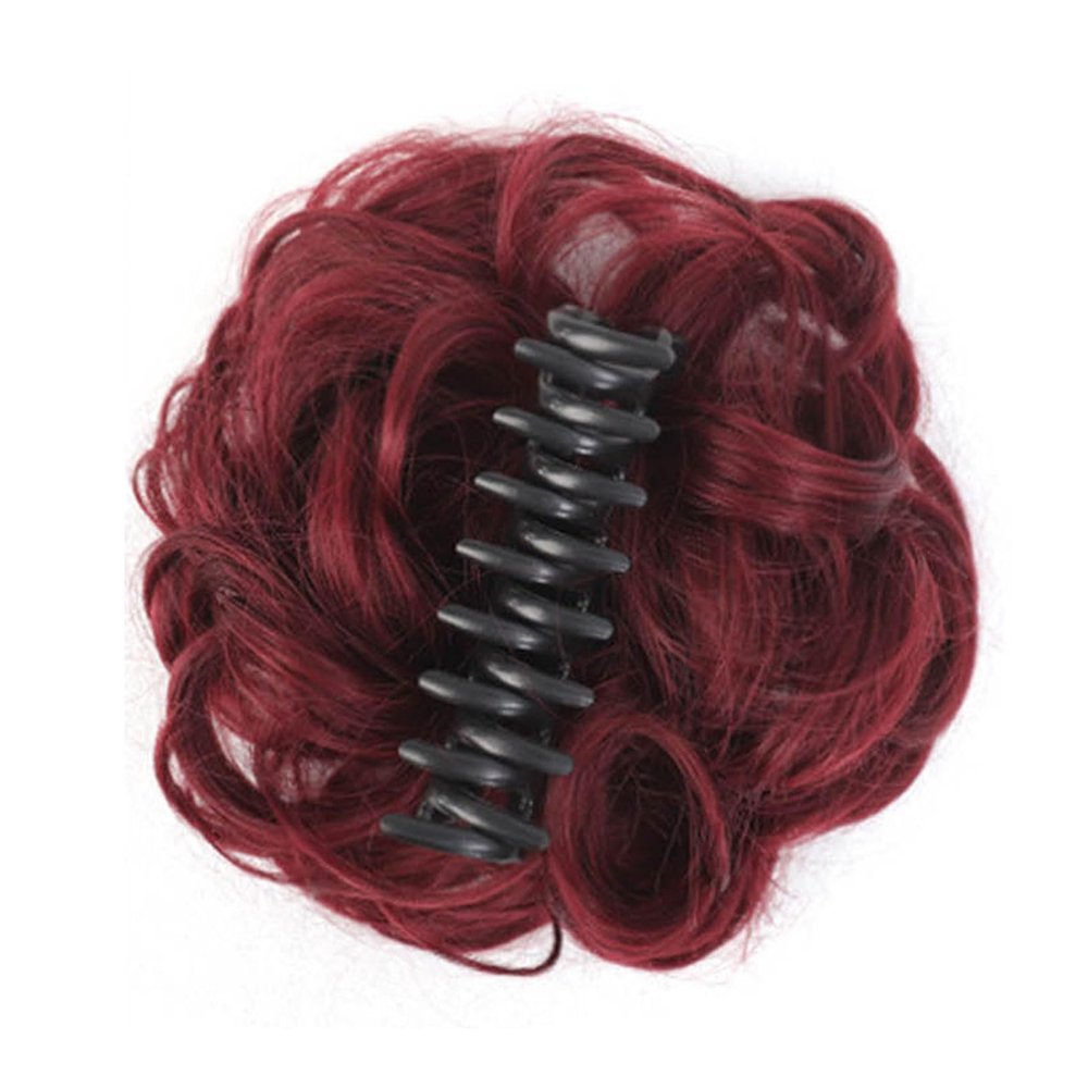 Qsvbeeqj Messy Hair Bun Extensions Curly Wavy Hair Scrunchies for Women Girls Large Synthetic Updo Hair Claw Clip Hair Chignons Hair Bun Clamp with 8-Tooth Claw Clip