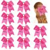 10pcs Breast Cancer Awareness Cheer Bows,7 Inches Pink Cheer Bows For Girls Women In October Cheerleading Hair Elastic Bands (Pink In October) view 1