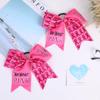 10pcs Breast Cancer Awareness Cheer Bows,7 Inches Pink Cheer Bows For Girls Women In October Cheerleading Hair Elastic Bands (Pink In October) view 2