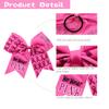 10pcs Breast Cancer Awareness Cheer Bows,7 Inches Pink Cheer Bows For Girls Women In October Cheerleading Hair Elastic Bands (Pink In October) view 3