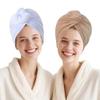AGKXHDEC 2 Packs Single Layer Microfiber Hair Turbans - Drying Wrap for Women (Blue, Brown) view 2