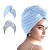 AGKXHDEC 2 Packs Single Layer Microfiber Hair Turbans - Drying Wrap for Women (Blue,Gray) view 1