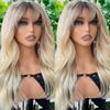 Glueless Dark Root Ombre 613 Blonde Colored Lace Front Wigs Human Hair Transparent Lace Frontal Human Hair Wigs with Bangs for Women Pre Plucked (13x4 lace front wig, 18 inch) view 3
