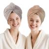 AGKXHDEC 2 Packs Single Layer Microfiber Hair Turbans - Drying Wrap for Women (Gray,Brown) view 1