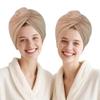 AGKXHDEC 2 Packs Single Layer Microfiber Hair Turbans - Drying Wrap for Women (Brown-2pcs) view 2