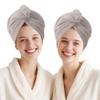 AGKXHDEC 2 Packs Single Layer Microfiber Hair Turbans - Drying Wrap for Women (Gray-2pcs) view 2