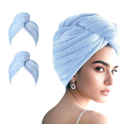 AGKXHDEC 2 Packs Microfiber Towel, Hair Turbans, Drying Hair Wrap for Women (Blue colore-2pcs)