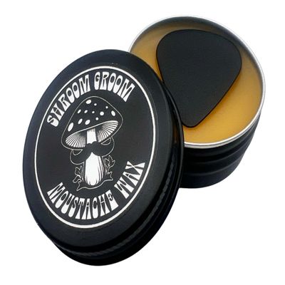 Shroom Groom Strong Hold Mustache Wax Made With Reishi Mushrooms 0.5 OZ. Tin, Black